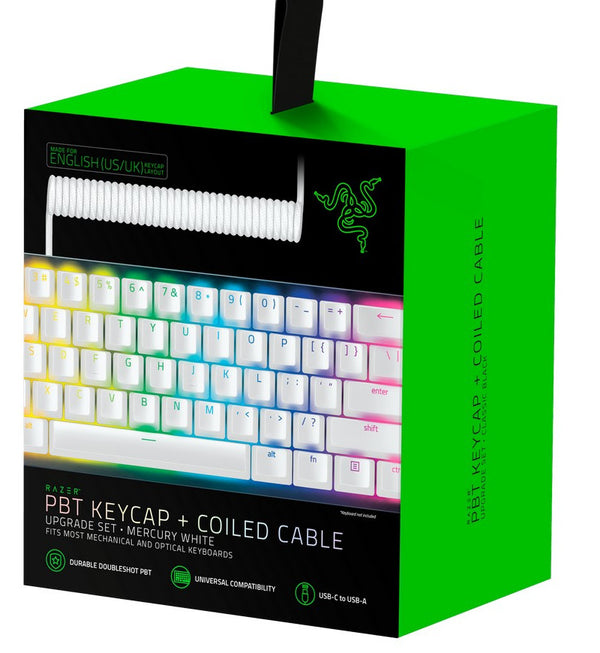 Razer PBT Keycap & Coiled Cable Upgrade Set - White