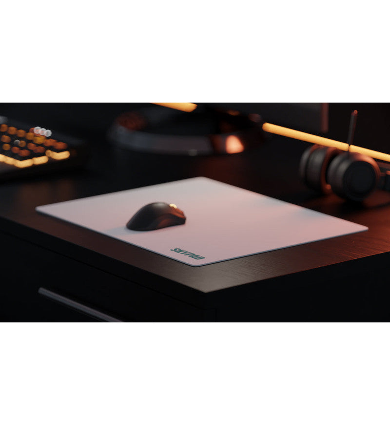 SkyPAD Glass 3.0 XL Mouse Pad (Text Logo) - White